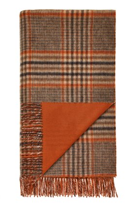 MOON, Estate Check Orange Merino Wool Throw, £145