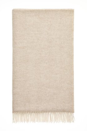 MOON, Herringbone Beige Merino Wool Throw, £120