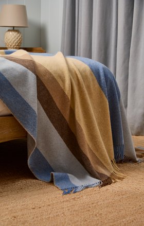 MOON, Block Stripe Yellow Blue Merino Wool Throw, £120 (2)