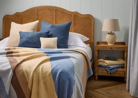 MOON, Block Stripe Yellow Blue Merino Wool Throw, £120