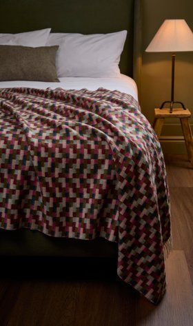 MOON, Bricks Pink Khaki Merino Wool Throw, £120