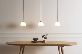 Tom Raffield Glass Bue Linear Trio Light Long