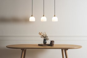 Tom Raffield Glass Bue Linear Trio Light