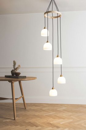 Tom Raffield Glass Bue Waterfall Chandelier