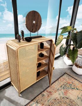 Credenza Etnica In Rattan E Teak - Amarino