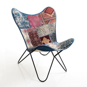 Poltroncina Patchwork Etnica In Tessuto - Fibra