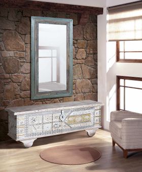 Baule In Legno Di Mango Sbiancato - Miluna