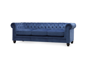 Hampton Blue Velvet 3 Seater Chesterfield Sofa - Cut Out