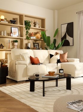 Kansas Ivory Plush L-Shape Sofa - Modern Sofas - Portrait