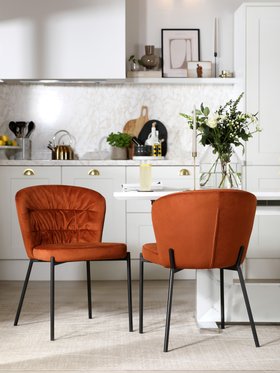 Gianna Burnt Orange Velvet Dining Chair - Main Portrait