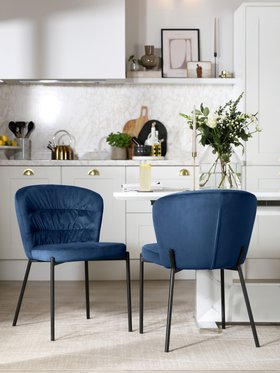 Gianna Blue Velvet Dining Chair - Main Portrait
