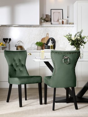 Kensington Moss Green Velvet Dining Chair - Main Portrait