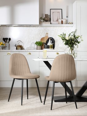 Brooklyn Beige Velvet Dining Chair - Main Portrait