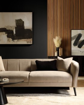 Loren Champagne Velvet Sofa - Black Living Rooms - Main Portrait