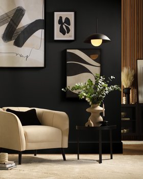 Loren Ivory Plush Armchair - Black Living Rooms - Main Portrait