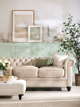The Dales - Hampton Oatmeal Linen-Weave Sofa - Alt 1