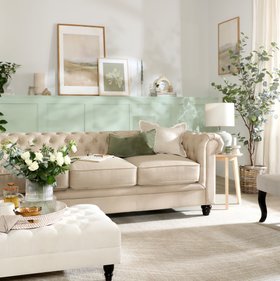 The Dales - Hampton Oatmeal Linen-Weave Sofa - Square