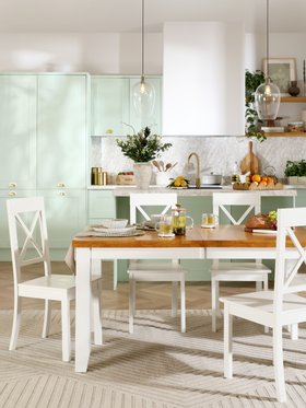 Spring Living - Highbury Oak & White Dining Table With Kendal Chairs - Main Portrait