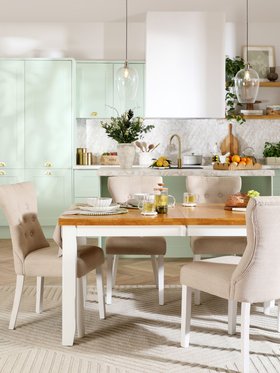 Spring Living - Highbury Oak & White Dining Table With Bewley Chairs - Main Portrait