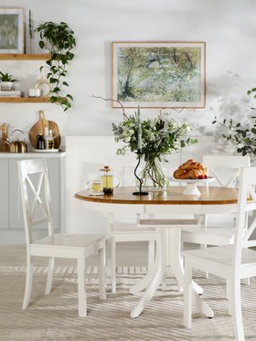 Spring Living - Hudson Oak & White Dining Table With Kendal Chairs - Main Portrait