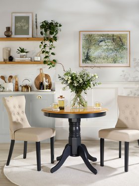 Spring Living - Kingston Oak & Slate Blue Dining Table With Bewley Chairs - Main Portrait