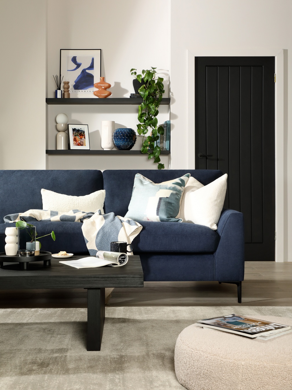 Lexi Navy Blue Sofa - Modern Living - Portrait