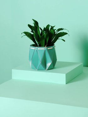 Small Aqua Blue Self-Watering 3D Printed Indoor Plant Pot