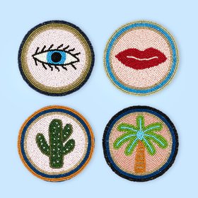 Eleanor Bowmer Electric Coast Icon Set of Four Beaded Coasters