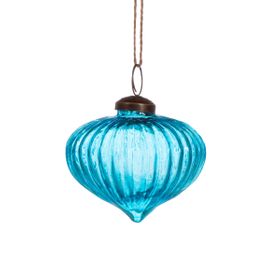 Recycled Blue Onion Glass Bauble Christmas Decoration