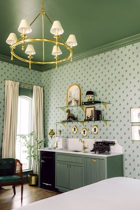 Divine Savages Poochi Wallpaper in 'Pistachiow Chow', Image Credits Location The Bingham Estate, Photographer Parlor Picture Co   Cottage Designer Sidewalk Dreamery (2)