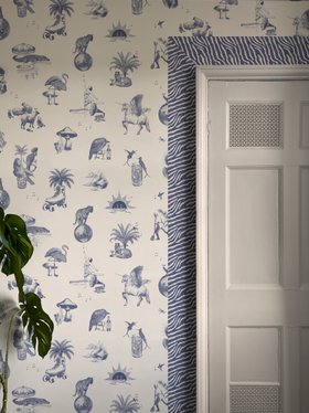 DIVINE SAVAGES X PIKES IBIZA CLUB TROPIKANA WALLPAPER 'INDIGO-GO' and 'STALLION BORDER 'INDIGO'