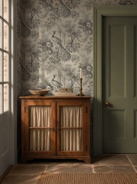 DIVINE SAVAGES MARQUIS DE PLUME WALLPAPER   ETCHING CHARCOAL LIFESTYLE 5