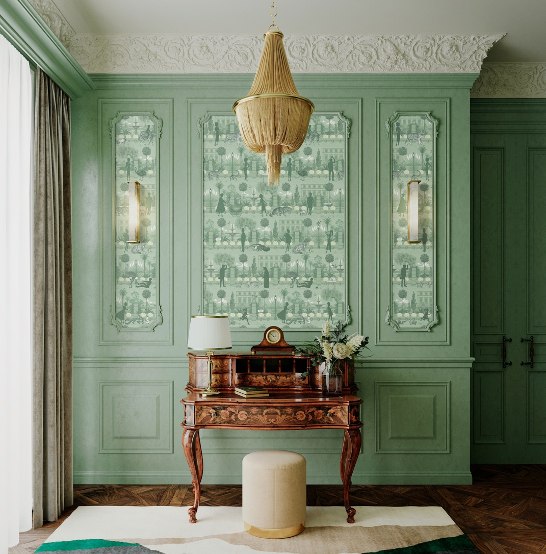 PORTOBELLO PARADE 'PARK GREEN' WALLPAPER by DIVINE SAVAGES