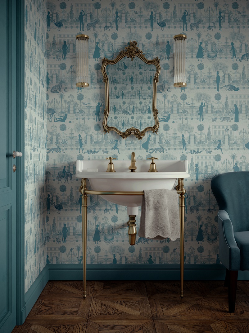 PORTOBELLO PARADE 'JELLIED TEAL' WALLPAPER by DIVINE SAVAGES