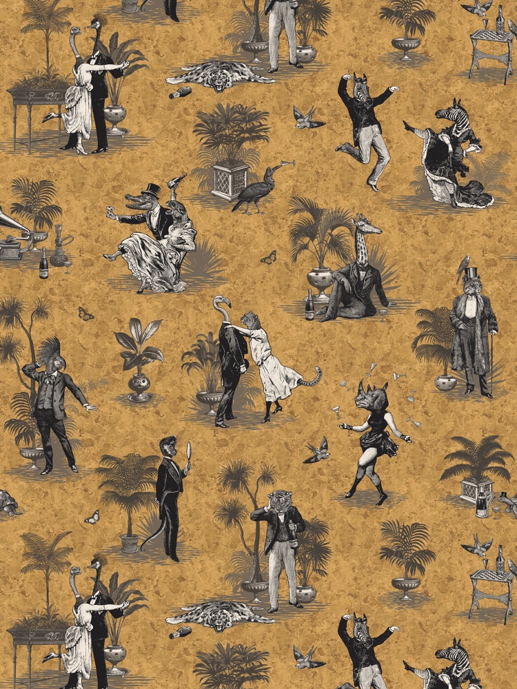 DIVINE SAVAGES SAFARI SOIREE 'GOLD LEAF' WALLPAPER
