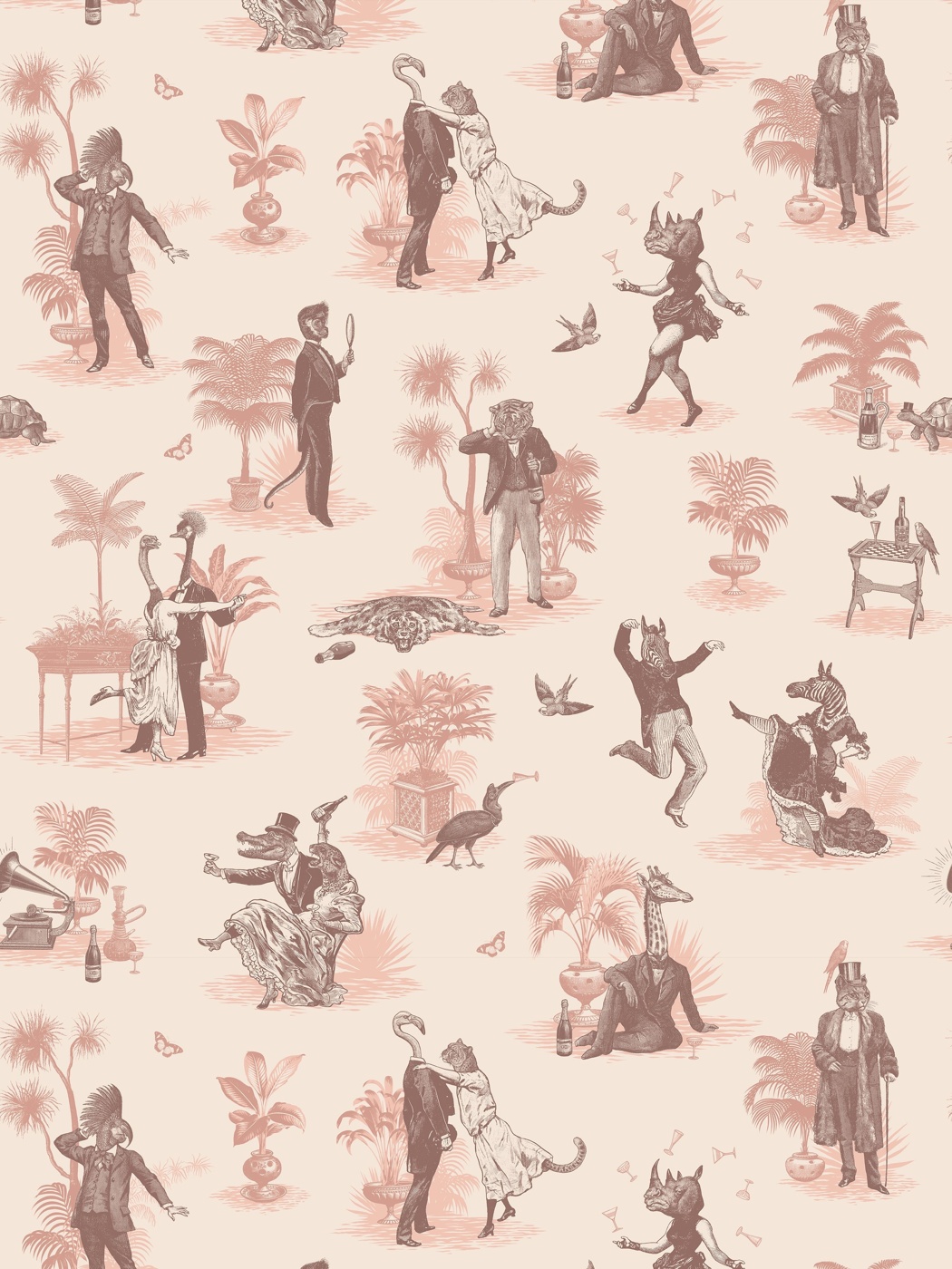 DIVINE SAVAGES SAFARI SOIREE 'PEACH BRULEE' WALLPAPER LIFESTYLE