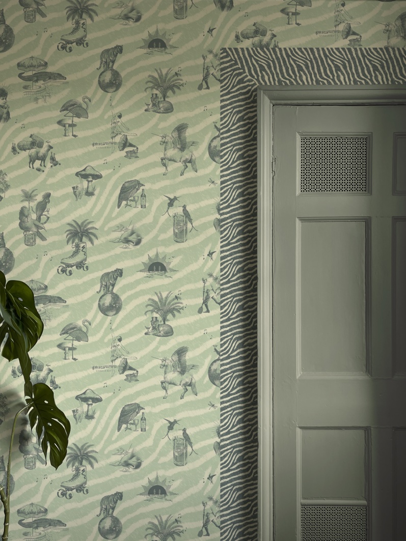 DIVINE SAVAGES X PIKES IBIZA 'CLUB TROPIKANA' in 'POOLSIDE PISTACHIO' & 'STALLION' BORDER in 'PISTACHIO'