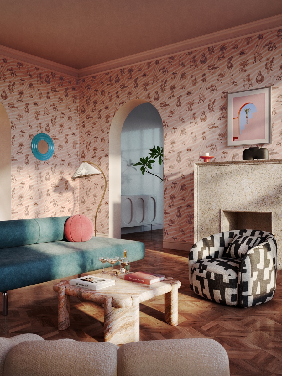 DIVINE SAVAGES X PIKES IBIZA 'CLUB TROPIKANA' in 'PEACH MELBA'  WALLPAPER