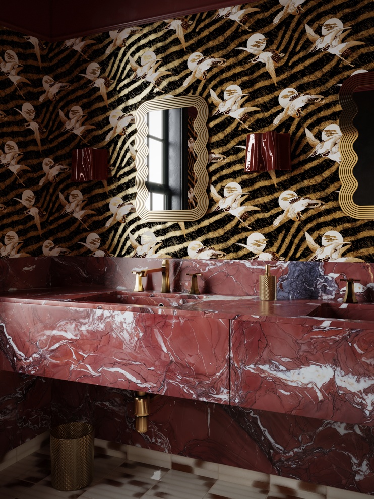 DIVINE SAVAGES X PIKES IBIZA 'SUNSET DREAMS'  GOLD LEAF WALLPAPER