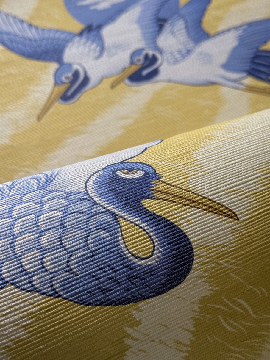 DIVINE SAVAGES X PIKES IBIZA SUNSET DREAMS  LIMONCELLA  GRASSCLOTH WALLPAPER CLOSEUP