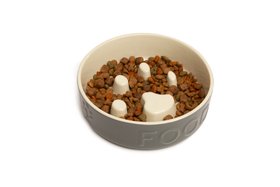 Classic 2 Piece Dog Slow Feeder & Water Bowl Set - 20cm - Grey