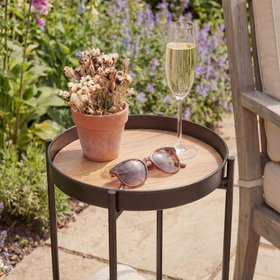 Solna Garden Patio Occasional Side Table in Black