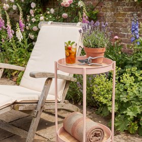 Solna Garden Patio Occasional Side Table in Blush Pink
