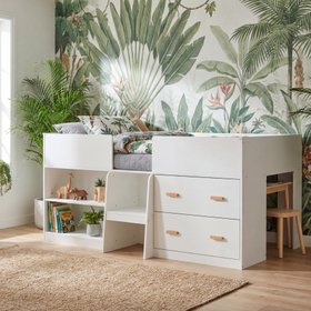 Kalle Cabin Bed Captains Low Bed with Storage in Classic White