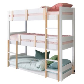 Una Triple Bunk Bed Triple Sleeper in Classic White & Pine