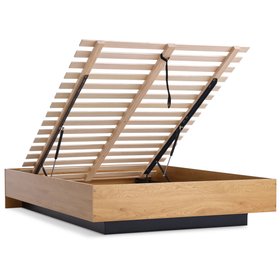 Koping Double Gas Lift Ottoman Bed with Storage in Natural Pine