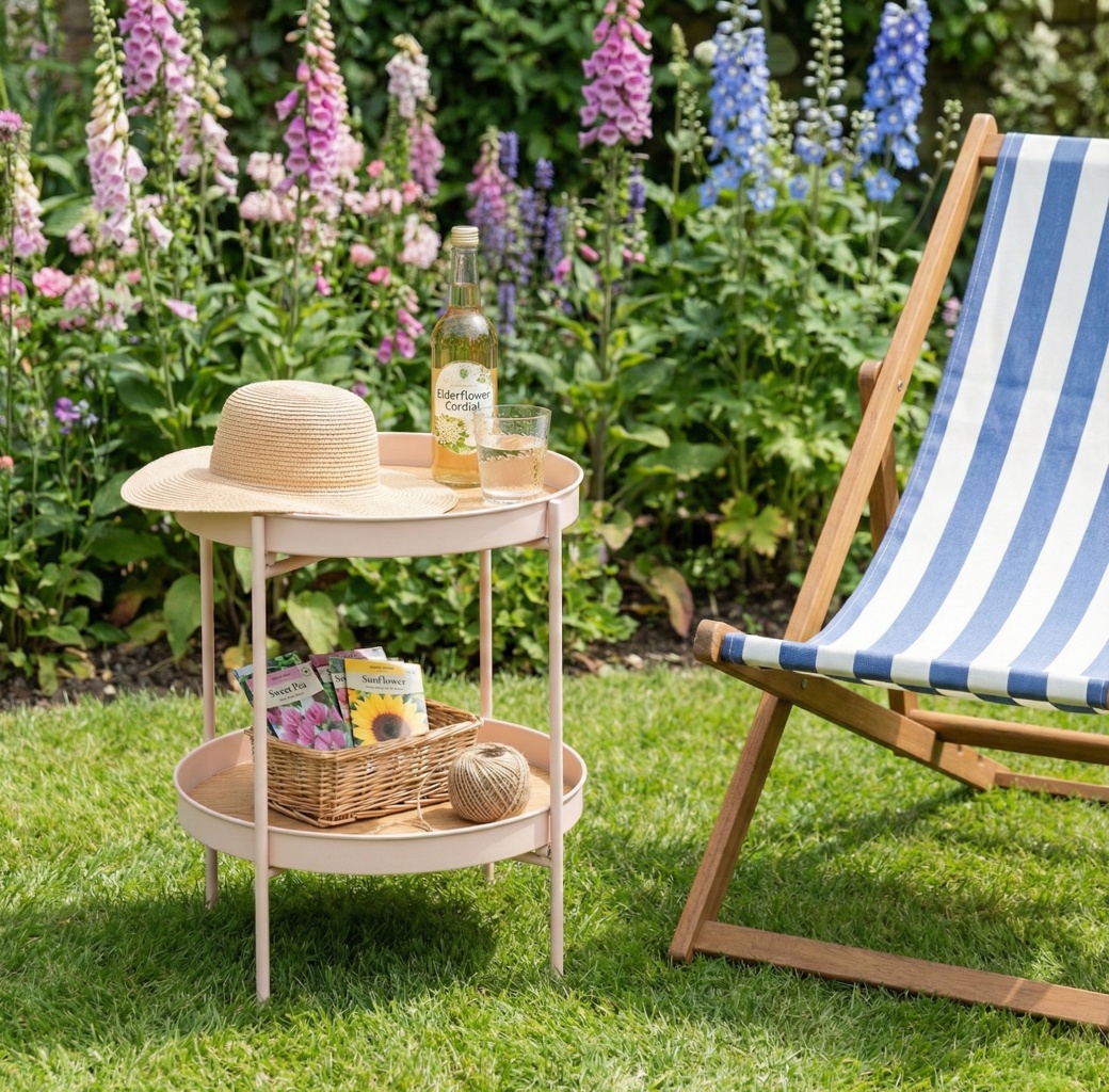 Solna Garden Patio Occasional Table in Blush Pink