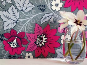 Milana Hot Pink/Grey Wallpaper