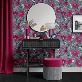 Milana Hot Pink/Grey Wallpaper
