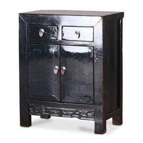 Dark Blue Lacquer Side Cabinet